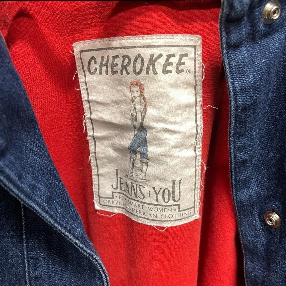 Vintage Cherokee Blue Denim Jacket with Red Interior - Picture 2 of 8